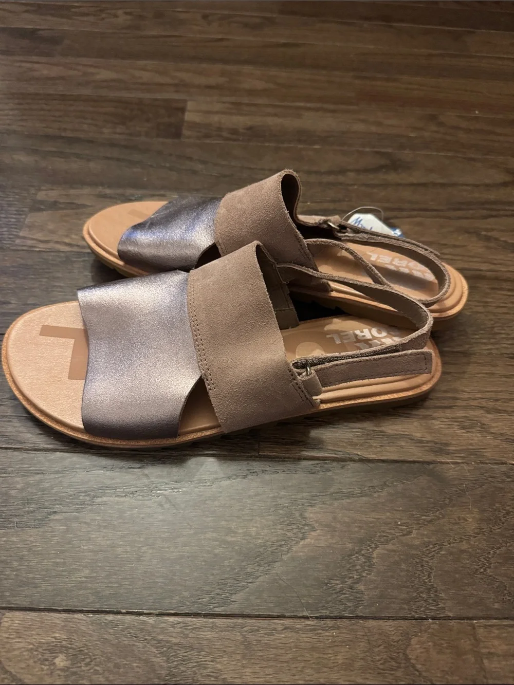 Sorel - Metallic Taupe Slingback Sandals - Picture 2 of 3